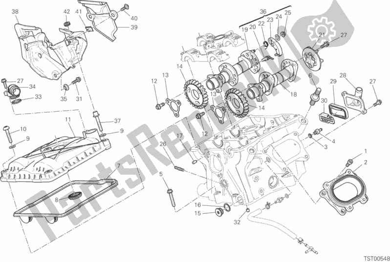 All parts for the Vertical Cylinder Head - Timing of the Ducati Superbike 1299S 90 TH Anniversario USA 2017